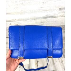 Kristen Bell for Erica Anenberg womens Blue Leather Clutch Crossbody Bag NWT